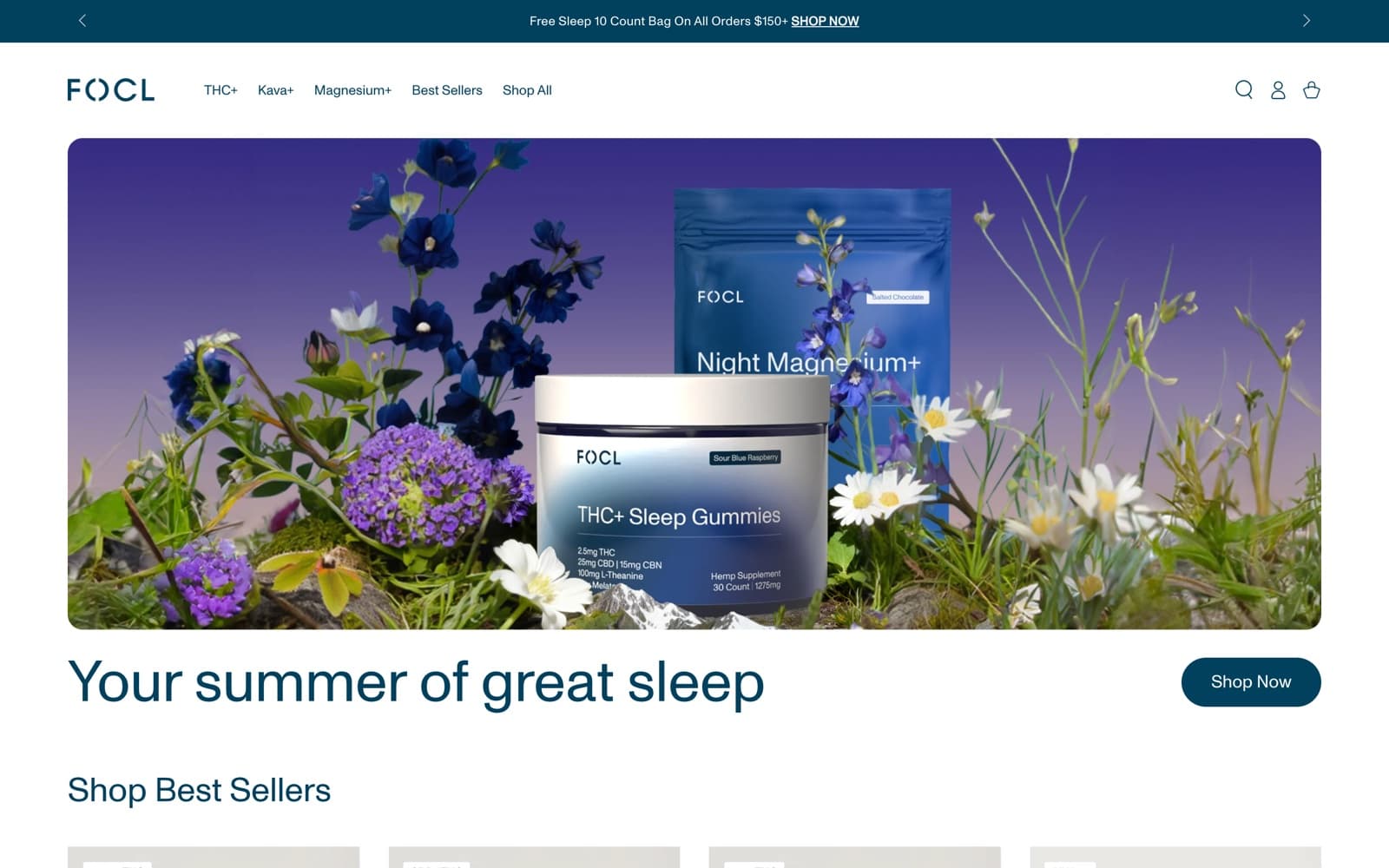FOCL live storefront homepage
