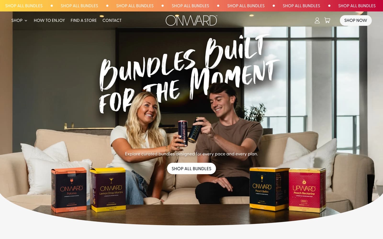 ONWARD live storefront homepage