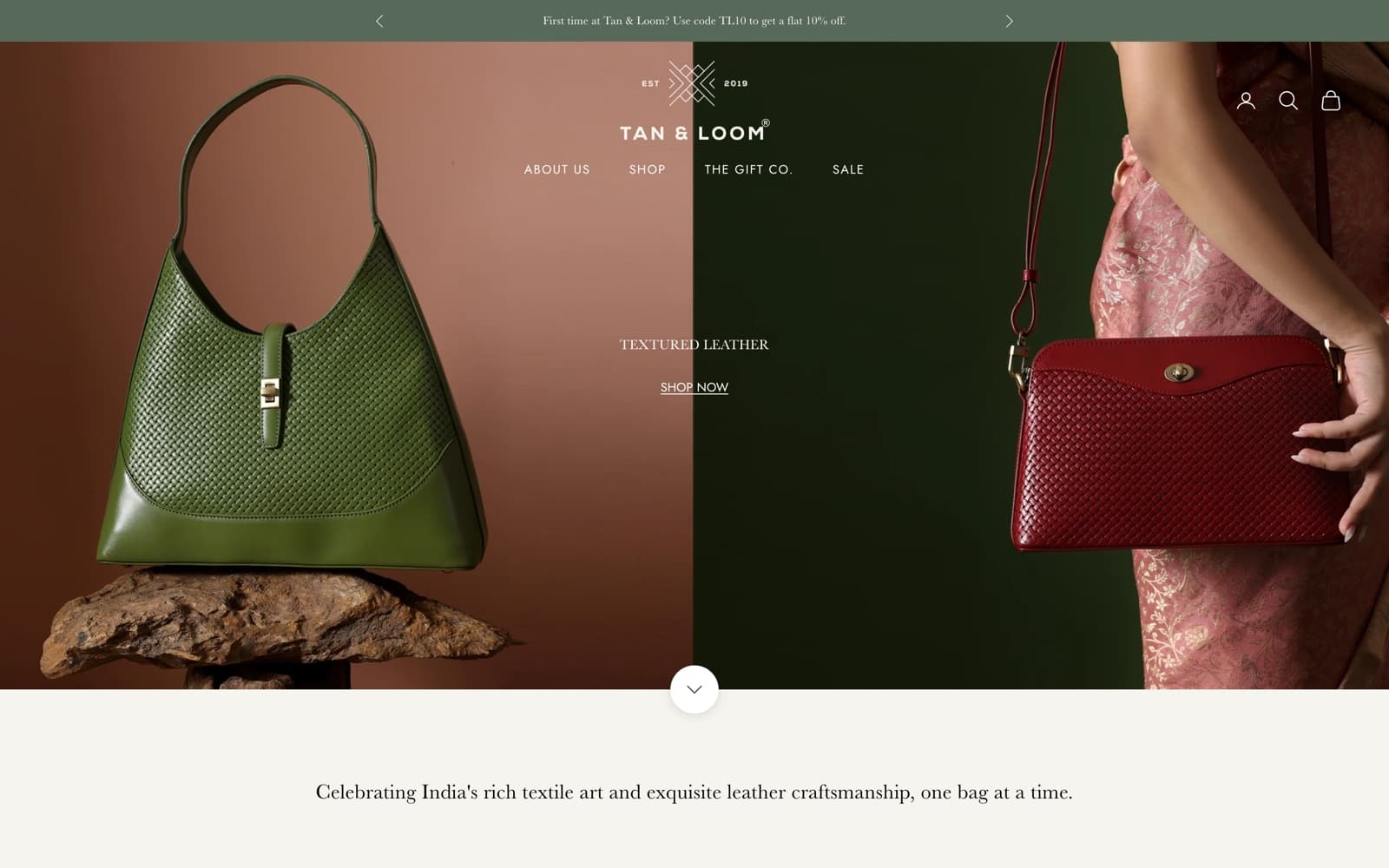 TAN & LOOM live storefront homepage